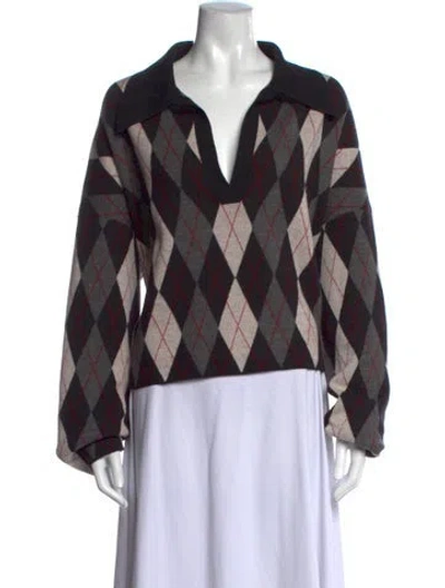 Pre-owned Khaite Wool Patterned Sweater In Black