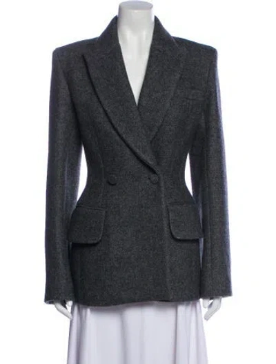 Pre-owned Khaite Wool Peacoat In Gray