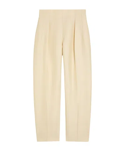 Khaite Wool Pleated Pants In Nude