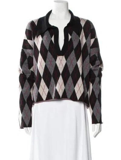 Pre-owned Khaite Wool Printed Sweater In Black