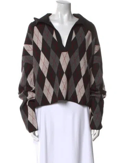 Pre-owned Khaite Wool Printed Sweater In Gray