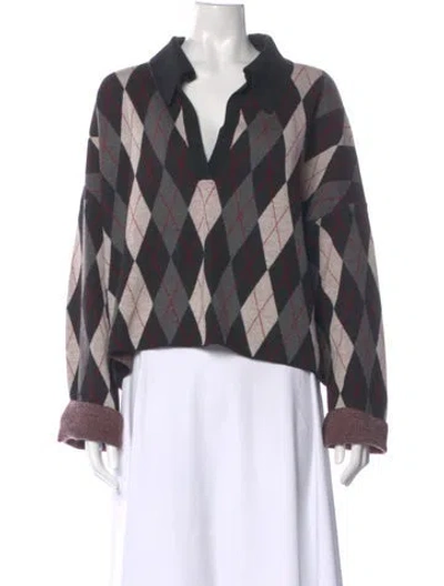 Pre-owned Khaite Wool Printed Sweater In Gray