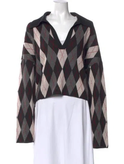 Pre-owned Khaite Wool Printed Sweater In Gray