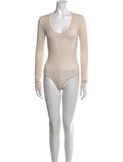 Pre-owned Khaite Wool Scoop Neck Bodysuit In Neutral