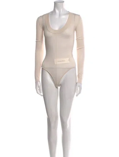 Pre-owned Khaite Wool Scoop Neck Bodysuit In Neutral