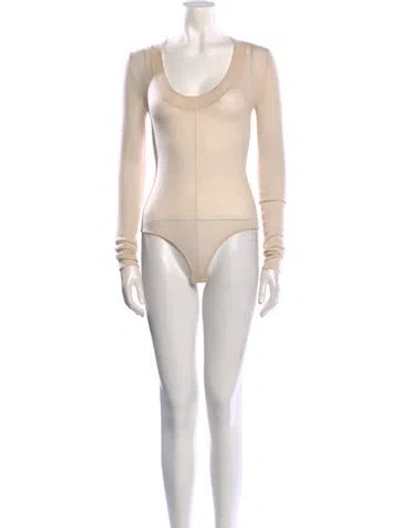 Pre-owned Khaite Wool Scoop Neck Bodysuit In Neutral