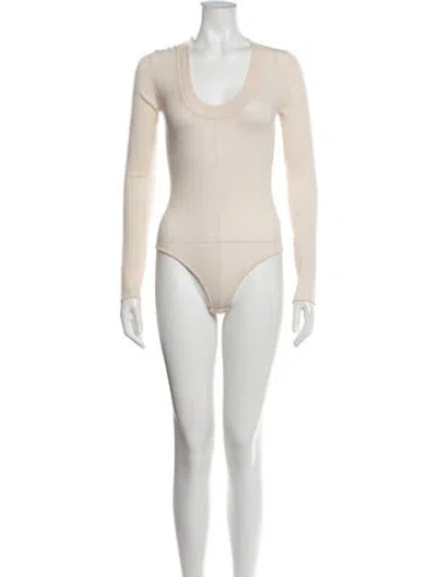 Pre-owned Khaite Wool Scoop Neck Bodysuit In Neutrals