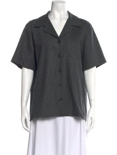 Pre-owned Khaite Wool Short Sleeve Button-up Top In Gray