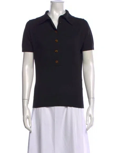 Pre-owned Khaite Wool Short Sleeve Polo In Black
