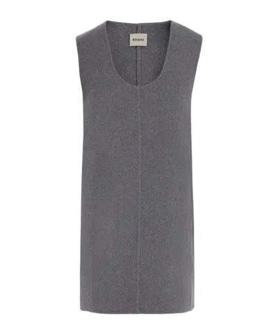 Khaite Wool Sleeveless Dress In Gray