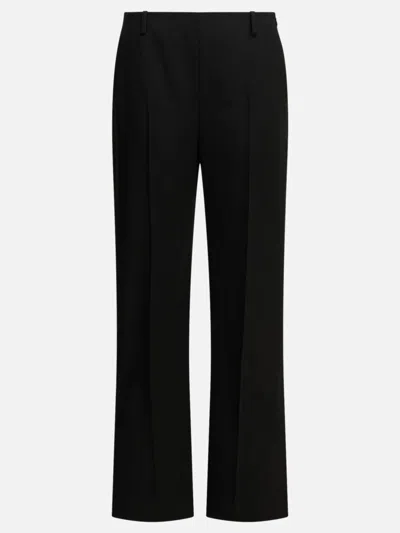 Khaite Wool Trousers With Straight Leg And Side Slits (model In Size 2) In Black