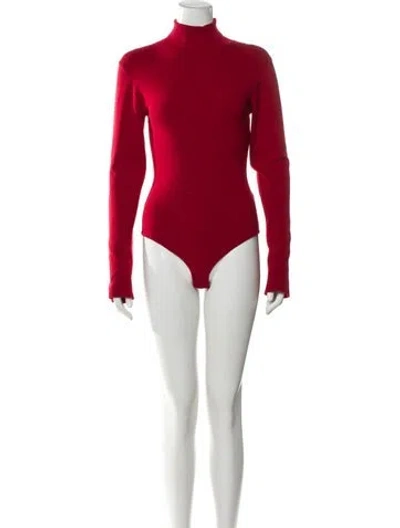 Pre-owned Khaite Wool Turtleneck Bodysuit In Red