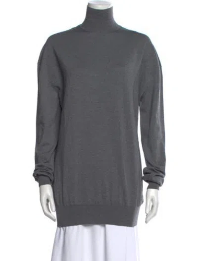 Pre-owned Khaite Wool Turtleneck Sweater In Gray