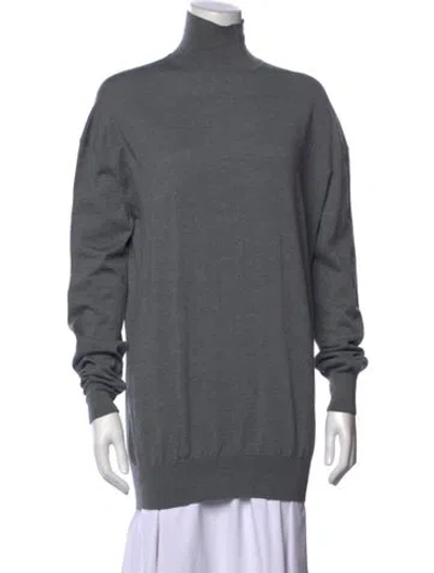 Pre-owned Khaite Wool Turtleneck Top In Green