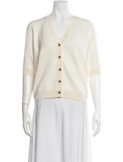 Pre-owned Khaite Wool V-neck Button-up Top In Neutral