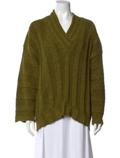 Pre-owned Khaite Wool V-neck Sweater In Green