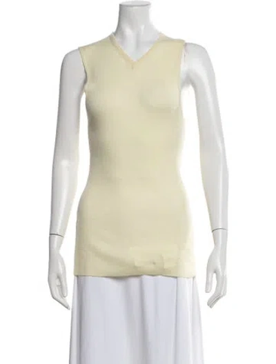 Pre-owned Khaite Wool V-neck Top In Yellow