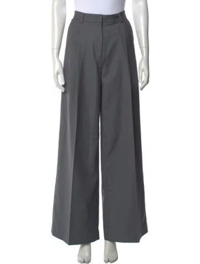 Pre-owned Khaite Wool Wide Leg Pants In Grey