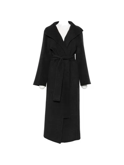 Khaite Wool Wrap With Shawl Lapel Coat In Blue
