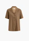 Khaite Wool-blend Button-front Overshirt In Caramel