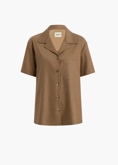 Khaite Wool-blend Button-front Overshirt In Caramel