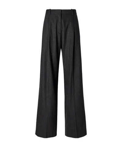 Khaite August Pleated Wool-blend Straight-leg Pants In Black