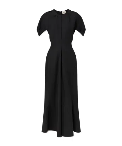 Khaite Ria Woven Midi Dress In Black