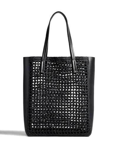 Khaite Handtasche Mit Gewebtem Einsatz In Black
