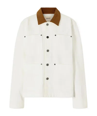Khaite Wyatt Corduroy-trimmed Denim Jacket In White