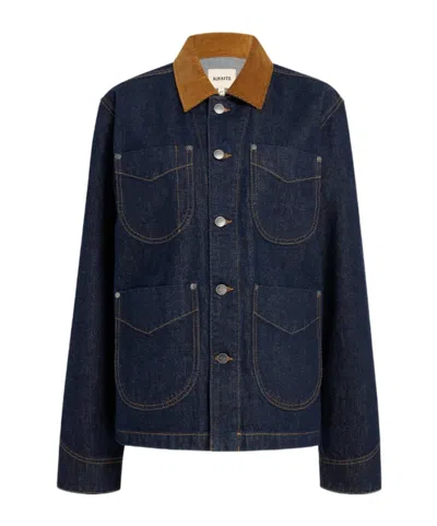 Khaite Wyatt Corduroy-trimmed Denim Jacket In Blue