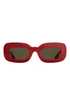 Khaite Beveled Acetate Rectangle Sunglasses In Red