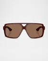 Khaite X Oliver Peoples Pilot-square Sunglasses In Burgunday