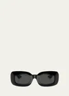 Khaite Beveled Acetate Rectangle Sunglasses In Black