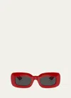 Khaite X Oliver Peoples Beveled Acetate Rectangle Sunglasses In Red