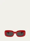 Khaite Beveled Acetate Rectangle Sunglasses In Red