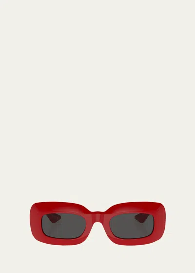 Khaite X Oliver Peoples Beveled Acetate Rectangle Sunglasses In Red