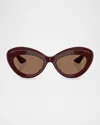 Khaite Bold Acetate Oval Sunglasses In Burgunday