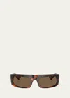Khaite Bold Acetate Rectangle Sunglasses In Brown