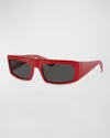 Khaite X Oliver Peoples Bold Acetate Rectangle Sunglasses In Red