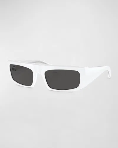 Khaite Bold Acetate Rectangle Sunglasses In White