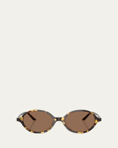 Khaite Ov5574su Oval Acetate Sunglasses In Dark Brown