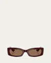 Khaite Ov5575su Rectangle Acetate Sunglasses In Burgunday