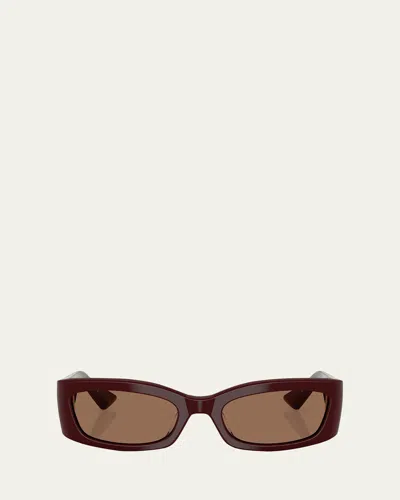 Khaite Ov5575su Rectangle Acetate Sunglasses In Burgunday