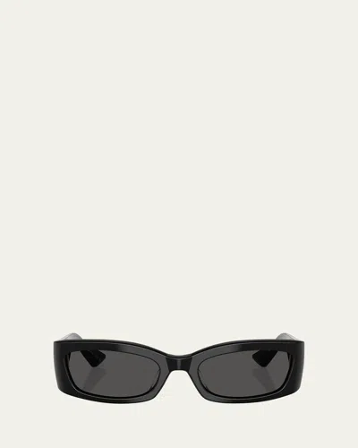 Khaite Ov5575su Rectangle Acetate Sunglasses In Black