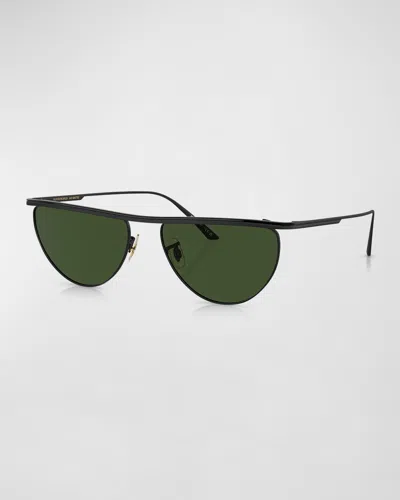 Khaite Women's 1984c 56mm Metal Sunglasses In Black Dark Green
