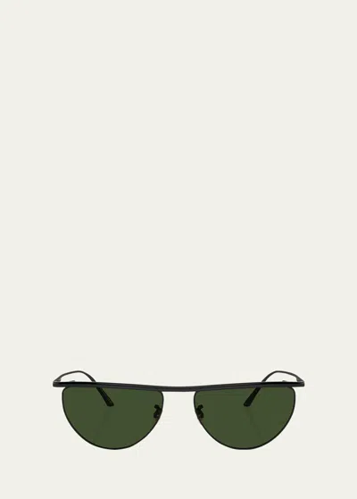 Khaite Women's 1984c 56mm Metal Sunglasses In Black Dark Green