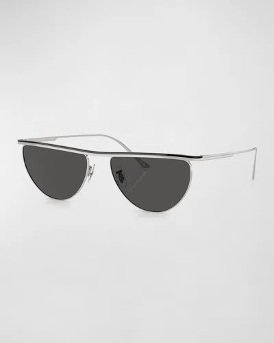 Khaite X Oliver Peoples Sleek Metal Windsor Rim Sunglasses In Grey