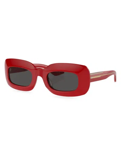 Khaite X Oliver Peoples Women's 0ov5548su 49mm Rectangular Sunglasses In Cherry Red Dark Grey