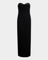 Khaite Yael Peeping Bustier Strapless Column Gown In Dark Navy