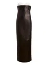 Khaite Yael Strapless Leather Maxi Dress In Black